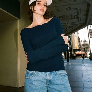 Brandy Melville John Galt Lettuce Edge Bell Sleeve Long Sleeve Top